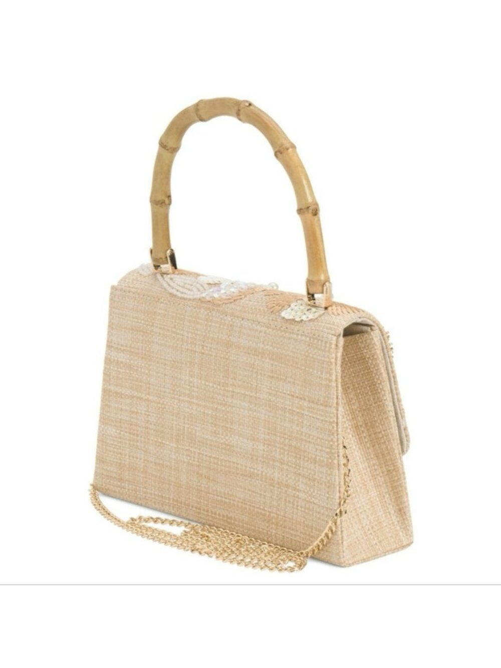 New With Tags HAUTE HIPPIE Small Boho Beaded Sequin Natural Linen Purse Clutch - Picture 3 of 16